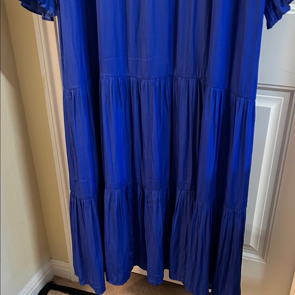 Skies Are Blue Royal Blue Long Sleeve Tiered Maxi Dress - Picture 4 of 8